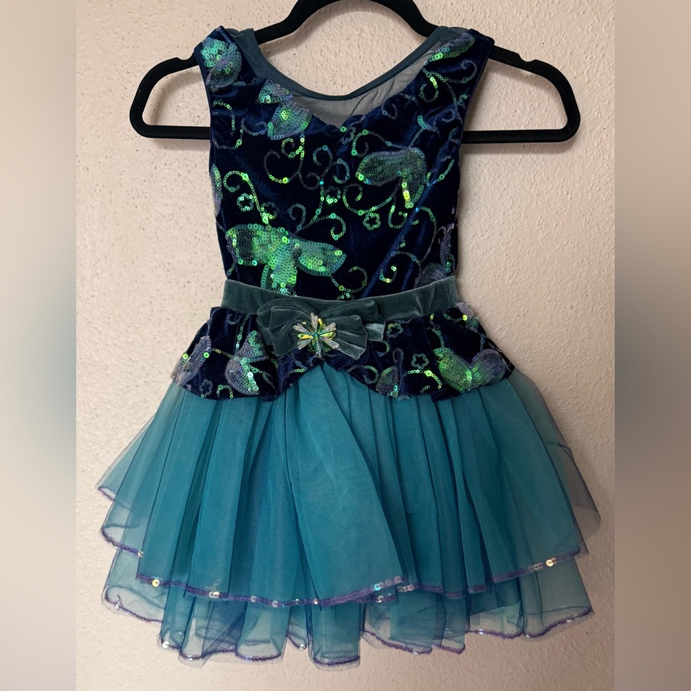 Weissman Blue Dance Costume with Tulle Skirt